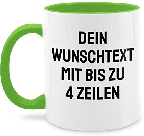 Tasse Tassen 325ml - Aufdruck selbst gestalten - Wunschtext I Eigener Text I Personalisierter Text I Custom Text - 325 ml - Hellgrün - namenstassen paartassen personalisierte name mug