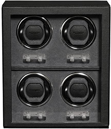 ROTHWELL 4-Uhrenbeweger für Automatikuhren mit leisem Motor mit Mehreren Geschwindigkeiten und Rotationseinstellungen (Schwarz/Grau)