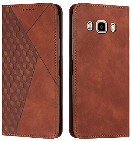 KOUYI Kompatible mit Samsung Galaxy J5 2016 / J510 Hülle, Retro Premium PU Leder Weich TPU Klapphülle Kartenfächer Magnetic Standfunktion Flip Wallet Shockproof Handyhülle (Braun)
