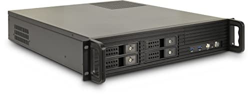 Inter-Tech - Rack de stockage 2U-2504 Noir, Acier allié, Montage en rack, Compatible avec ordinateur de bureau et serveur, 48,3 cm
