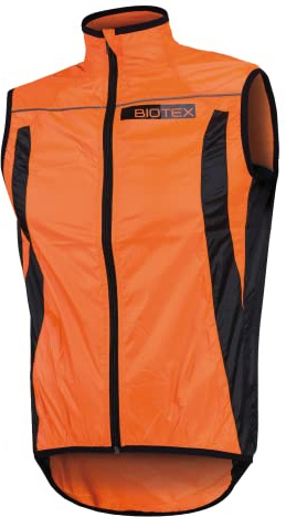 BIOTEX Gilet X-Light Antivento Ciclismo e Running, Intimo Tecnico Sportivo, Giacca Traspirante e Ripiegabile, Arancio Fluo, XL