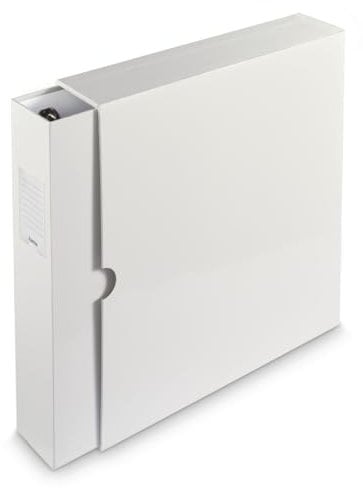 Hama Ordner, mit Schuber (passend z.B. für A4, 70mm Rückenbreite, Ringordner, Ringordner A4 4 Ringe, Organizer, Aktenordner, Ringbuchordner, für Portfolio, Büro, Dokumente, Fotos etc.) weiß