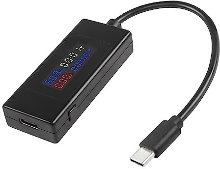 XMSJSIY USB C Voltage Tester Meter Type C Voltage and Current Tester Meter, Power Bank Capacity 4-30V 0-6.5A 195W Digital Multimeter Type C USB Charger with Color LCD Display- 1Pcs