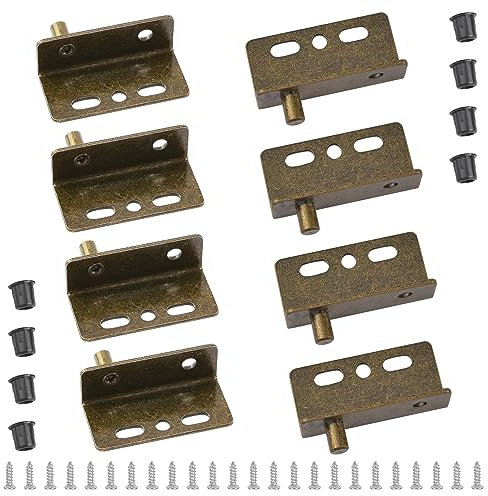 UFURMATE Eisen Pivot Scharnier, 4 Paar Verdeckter Schaft Schranktür Pivot Scharniere Schrank Holz Türscharniere mit Pin Türscharniere mit Buchse für Freischwingende Holztür (Bronze)