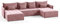 Wohnlandschaft Leno U mit Schlaffunktion - U-Form Couch, Ecksofa mit Bettkasten, Couchgranitur mit Bettfunktion, Schlafsofa, Big Sofa - Velours Stoff (Rosa (Kronos 29))
