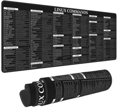 Tapis de souris Linux System Command avec touches de raccourci 30 x 80 cm, accessoires de bureau, base en caoutchouc antidérapant étendue, avec bords cousus, grand tapis de souris pour jeux vidéo