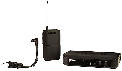 Shure BLX14/B98 UHF Wireless Mikrofonsystem für Blechblasinstrumente - 14 Stunden Batterielaufzeit, 100m Reichweite | Enthält Clip-on Instrumentenmikrofon, Einzelkanal-Empfänger | K3E Band
