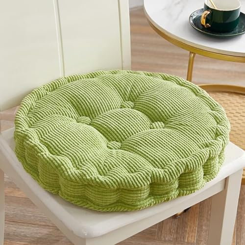 Sitzkissen Outdoor, 2er Set Stuhlkissen 50x50cm, Dicke Bodenkissen, Sitzpolster Outdoor für Bank und Gartenstuhl(Runde,Grün,50 x 50 cm)