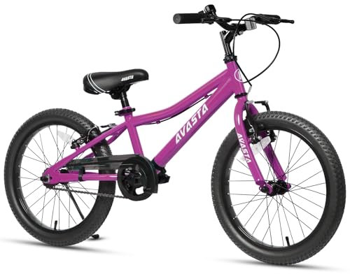 AVASTA Vélo Enfant 20 Pouces pour 6 7 8 9 10 Ans Grands garçons Filles Adolescentes avec Double Freins à Main & béquille de Kick et siège réglable, Rose