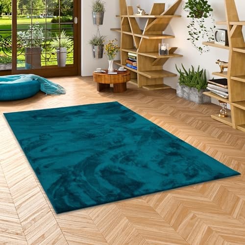 Pergamon Luxus Super Soft Hochflor Langflor Teppich Flauschig Weich Wohnzimmer Schlafzimmer Melia Petrol