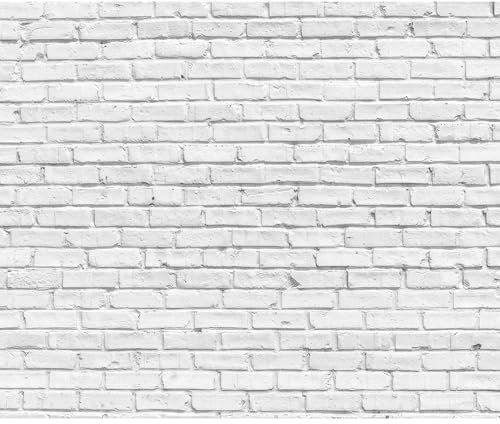 decomonkey - Papier Peint Panoramique Adhésif Abstrait 441x315 cm - Stickers Muraux Chambre Autocollant Panoramique - Gris - Pierre de motif de brique blanche et fond de texture de simplicité
