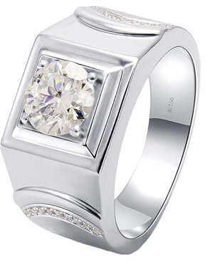 Skcess 14 Karat Weißgold Eternity Ring Weiß Moissanit Runden, Ring Damen Geometrisch Ringe Frauen Größe 62 (19.7)