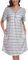 Lovasy Chemise de Nuit Femme Coton Robe de Nuit Manches Courtes Vêtements de Nuit Rayé Boutonnée Devant Nuisette Sexy Grande Taille A Gris et Rose L