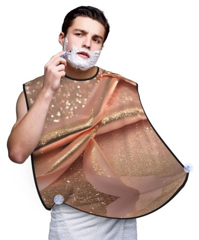 YQxwJL Peinture Abstraite Éclaboussure Imprimer Barbe Bavette Tablier, Barbe Cheveux Coupe Cape Cadeau Pour Papa, Rose pailleté, taille unique