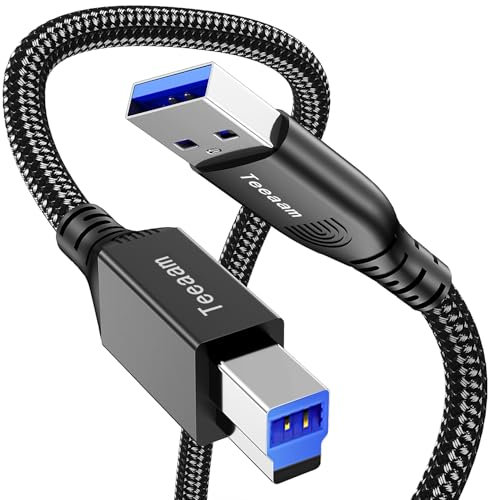 Teeaam USB 3.0 Kabel 3M USB A-Stecker zu USB B-Stecker Datenkabel bis zu 5Gbit/s für z.B. mit Dockingstation, USB 3.0 Hub, Externen Festplatten, Drucker, Scanner, Multifunktionsdruckern usw