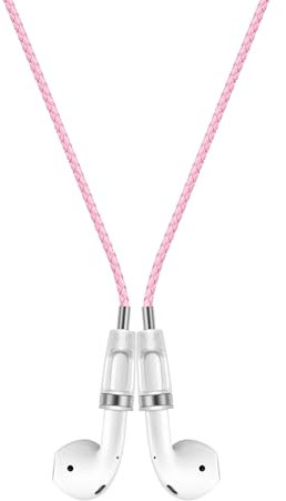 Lawonda Halteband Kompatibel mit AirPods 1/2/ 3, AirPods Pro/Pro 2, PU Leder Anti-Verlust-Umhängeband für AirPods Strap Halter Band Halterung Magnetisch Sport-Saiten-Umhängeband Rosa Silber