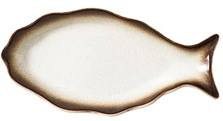 OKUMEYR Ceramic Fish Plate Japanese Sushi Serving Dish Light Weight Compact for Easy Storage