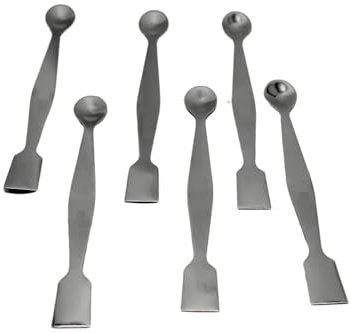 Saini_MEDICOS - Espátula de acero inoxidable, 20 cm de largo, doble extremo, para laboratorios de química, extremo plano (12 unidades)