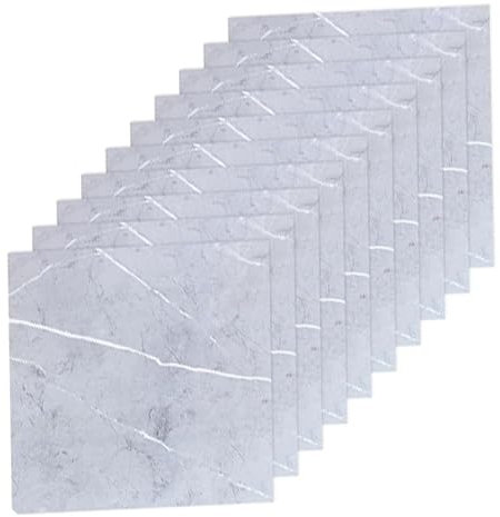 10PCS Floor Tiles Self Adhesive,12x12In Marble Effect Vinyl Floor Tiles, Waterproof Peel and Stick Floor Tiles for Bathroom, Kitchen, Bedroom, Living Room(Grey)