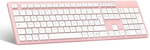 LeadsaiL Tastiera Wireless, Wireless Keyboard Full Size, Italiano QWERTY Layout Ergonomico USB 2.4Ghz con Tastierino Numerico per PC, Laptop, Mac OS, Macbook Pro/Air, Windows-Rosa