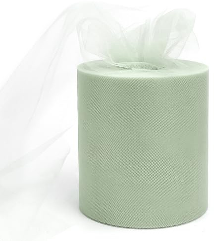 Rouleaux de tissu tulle vert sauge de 15,2 cm x 183 m, ruban de tulle vert en bobine pour jupe tutu DIY, décoration de mariage, baby shower, fête d'anniversaire, toile de fond, emballage cadeau, nœud