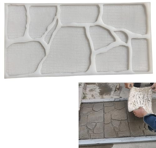 Stampi per impronte di cemento realistici, stampi per cemento bianchi con piccoli motivi in pietra, stampi per lastricati, cuscinetti decorativi per texture di pavimenti in cemento per patio da g