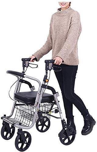 sjdoPulse Klappbarer Rollator, Rollator, Gehhilfe, Rollator Mit Sitz, 4 Räder, Medizinische Gehhilfen, Faltbar, Robuster Gehwagen, Leichter Rahmen Aus Hochwertiger Aluminiumlegierung