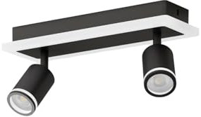 LVWIT Deckenstrahler LED Schwarz 2 Flammig Schwenkbar 350° Strahler Deckenleuchte mit unteres Glühen, Modern Spot Lampe Wandstrahler Schwarz für Wohnzimmer, Küche, Schlafzimmer (Ohne Leuchtmittel)