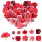 40 Stück Kunstblumen Blumenköpfe, Kunstblumen Zum Basteln mit 10 Stile, Künstliche Blumen Deko Klein Seidenblumen, Fake Flowers Blumen für Hochzeit Home DIY Crafts Scrapbooking, Rot Burgunderrot