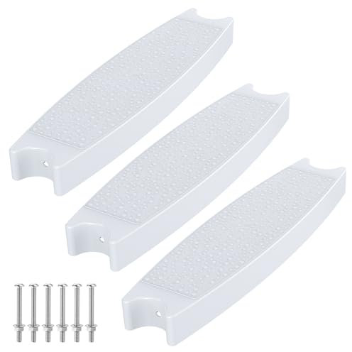 18 Universal Pool Ladder Steps (3-Pack) - Heavy-Duty Molded Plastic Replacement Rungs with Stainless Steel Bolts for Inground/Above Ground Swimming Pools - Includes 6 Bolts & 3 Reflective Strips