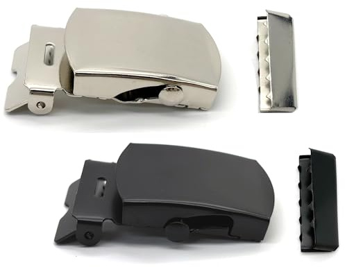 DHER 2 Stück Gürtelschnalle Im Militärstil Herren Metall Military mit Schiebestange, Geflochtene Gürtelschnalle für 32mm Geflochtene Gürtel (A)