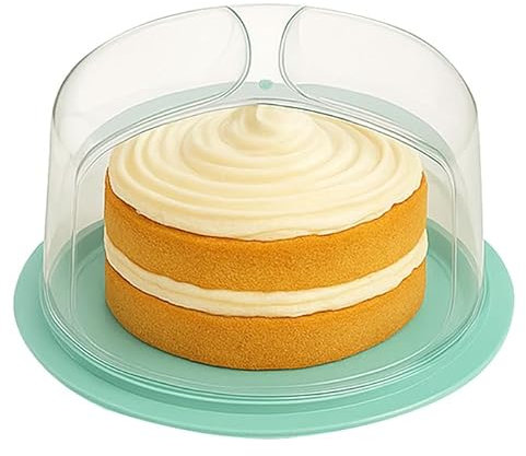 BH | Plastic Cake Container with Dome Lids | Portable Round Cake Cover | Green | Storage for Cakes, Pies & Pastries - 25 cm x 10 cm (Pack of 1) - By BEST HOUSE