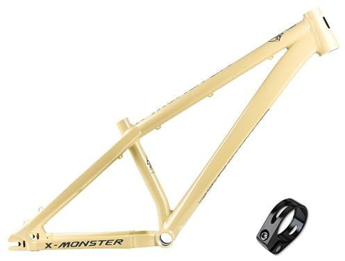 DHNCBGFZ Mountain Bike Frame 26er Dirt Jump Bike Frame Disc Brake Aluminum Alloy Hardtail Frame QR 135mm Max 2.5 Tire(Khaki)