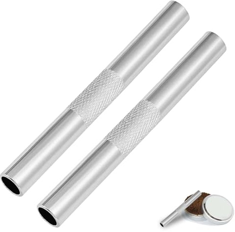 YOGAZEN 2 Stück Ziehröhrchen Set, Silber, 7Cm Tragbarer Strohhalm, Metallrohr, Wiederverwendbar, Premium-Strohhalm Für Picknicks, Camping, Reisen
