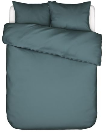ESSENZA Bettwäsche Minte Denim, 240x200 + 2X 80x80 cm - 100% Baumwollsatin 300TC - Uni