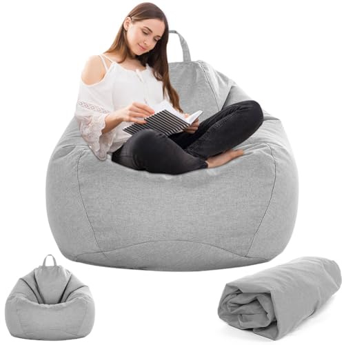 Gohytal Sitzsack XL (ohne Füllung), Sitzsäcke Tropfenform nur Bezug, Bean Bag Chair für Erwachsene Kinder, Gaming Sitzsack für Wohnzimmer Kinderzimmer Sofa Outdoor Deko, 100x120cm(Hellgrau)