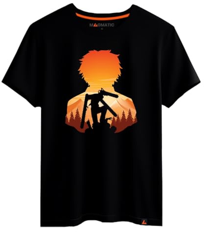 Magmatic - Chainsaw M. Manga T-Shirt for Men Unisex Child, Black Premium 100% Cotton T-Shirt, Manga Gift, Anime, Shonen, for Shonen Fan Men