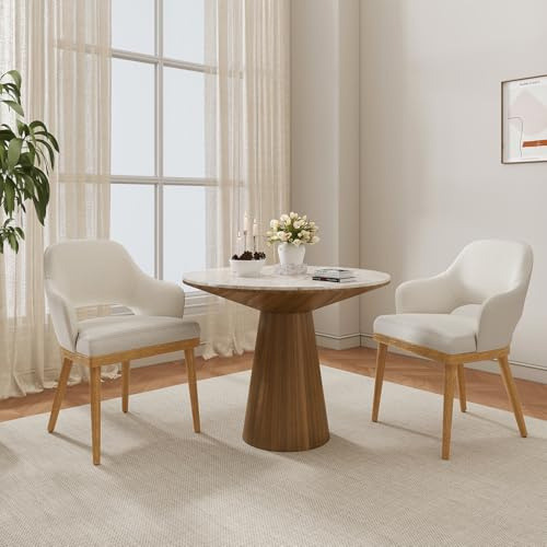 COLAMY Esszimmerstühle 2er Set, Moderne Polsterstühle für das Esszimmer, Küchenseitenstühle, Landhaus-Esszimmerstühle mit offener Rückenlehne für die Küche, Beige