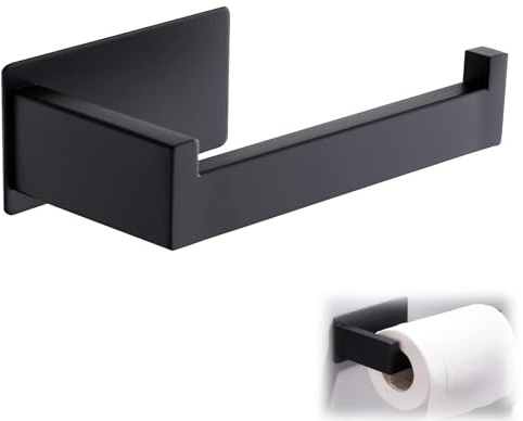 Klopapier Halterung, Klopapierhalter Ohne Bohren, Toilettenpapierhalter Zum Kleben, Edelstahl Klorollenhalter, 14x7.7cm, Wc Rollenhalter Für Küche Und Badzimmer, Schwarz