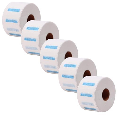 ibasenice Bande de Cou Souple et Extensible, Confortable 5 Rouleaux en Papier Blanc Jetable pour Coiffure pour Salon de Coiffure et Maquillage