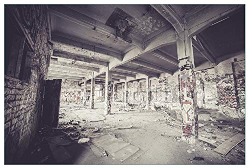 Wallario Küchenrückwand selbstklebend 90 x 60 cm, Motiv: Alte verlassene Fabrikhalle | Spritzschutz abwischbar & pflegeleicht