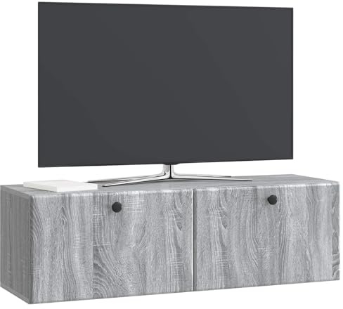 vidaXL Wandmontierter TV-Schrank 98 x 31 x 30 cm Grau Sonoma, Wohnzimmeraufbewahrung, moderner Schrank, Wand-TV-Ständer, rechteckiges Design, viel Platz, praktische Möbel