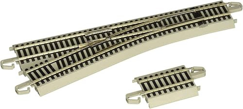 Bachmann Trains - E-Z COMMAND DCC ATTREZZATO #4 TURNOUT - SINISTRO - PISTA E-Z IN ARGENTO NICKEL CON Roadbed grigio - Scala HO