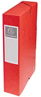 Exacompta - Ref 50605E - Pressboard Filing Box - 250 x 330mm in Size, Suitable for Holding A4 Documents, 6cm Spine, 600gsm Genuine Pressboard, Spine Label - Red