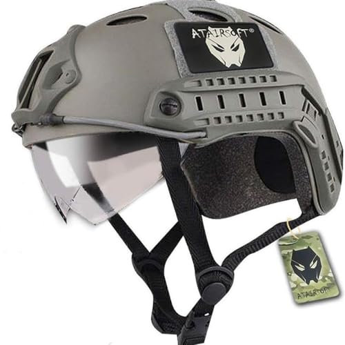 ATAIRSOFT Airsoft Helm Tactical SWAT Army Militärstil Helm PJ Typ Fast Combat mit Schutzbrille Airsoft Ausrüstung Maske für CQB Schießen Airsoft Paintball