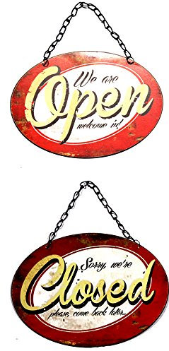 Originelles Türschild Open und Closed Öffnungszeit Bar Restaurant Geschäfte Wendeschild