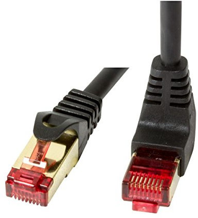 BIGtec Premium 0,75m 90° gewinkelt gerade/unten Ethernet Gigabit LAN Netzwerkkabel Patchkabel Kabel schwarz vergoldet RJ45 doppelt geschirmt kompatibel zu CAT5 CAT5e CAT6 CAT6a CAT7 CAT7a