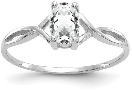 14 ct weiß gold weiß Topaz Geburtsstein Ring