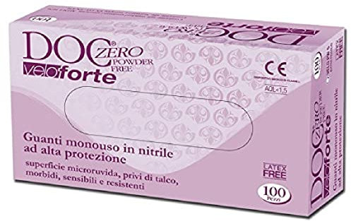 GIMA Doc Zero Veloforte Guanti in Nitrile, Senza Polvere, Piccoli, Confezione 100 Pezzi