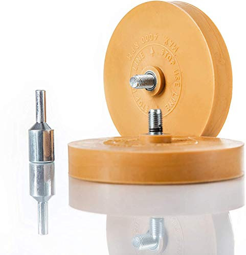 BenBow 10x Folienradierer 90mm inkl. 2x Adapter Vanille Aroma - handelsübliche Bohrmaschinen, Akku-Schrauber, Geradschleifer geeignet - Zierfolien, Zierstreifen Aufkleber und Kleberückstände entfernen